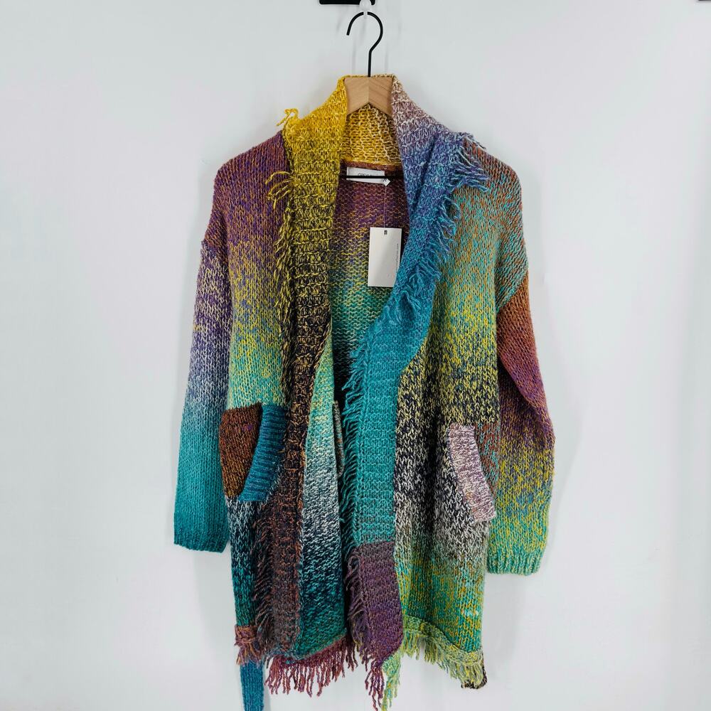 Anthropologie Multicolor Gradient Knit Cardigan - Teal, Yellow, Purple - Picture 10 of 10
